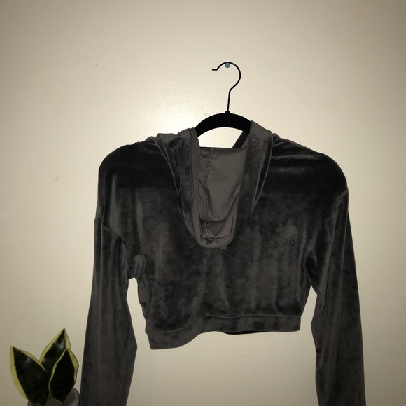 Crop top Hoodie satin grey  size s - Picture 5 of 9